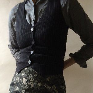 H&M black pinstripe button-down vest size 4